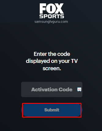 Hit the Submit button to activate FOX Sports account