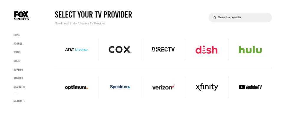 Choose any TV Provider 