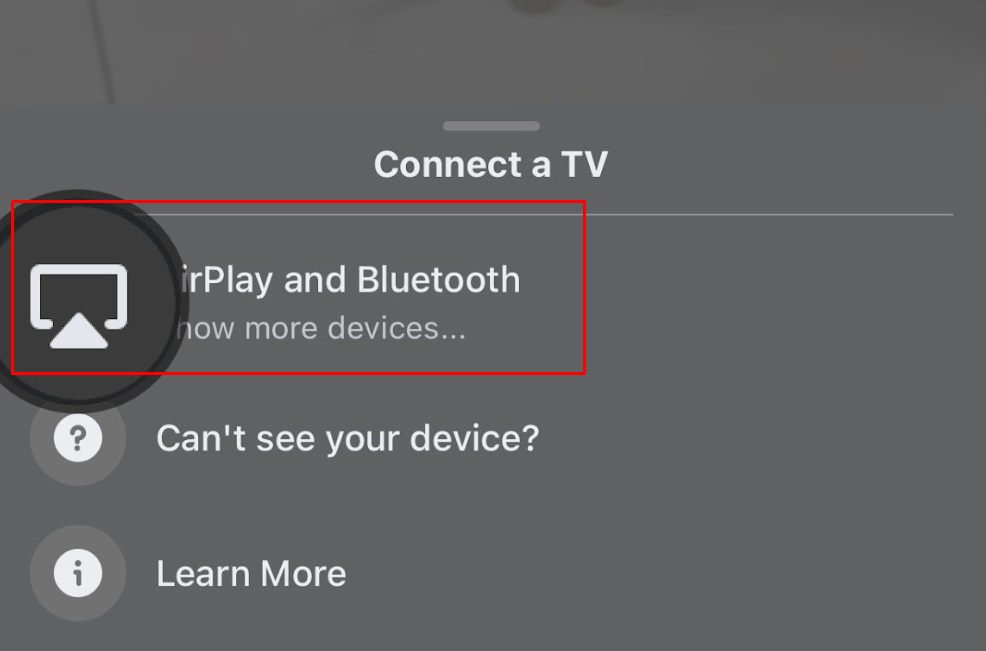 Tap on AirPlay option to use Facebook on Vizio TV