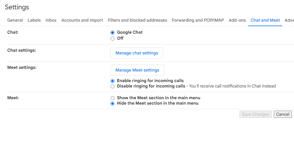 Chat Enable on Gmail