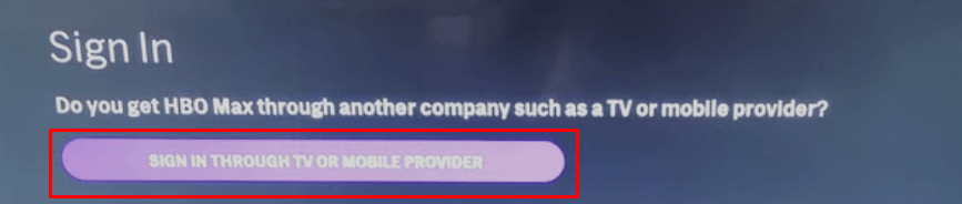 Sign In using Cable TV provider credentials