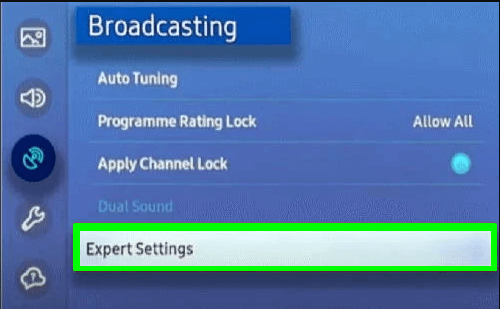 Select Expert Settings under the Broadcasting menu