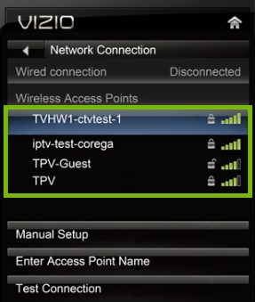 Choose a WIFI network and connect your Vizio TV