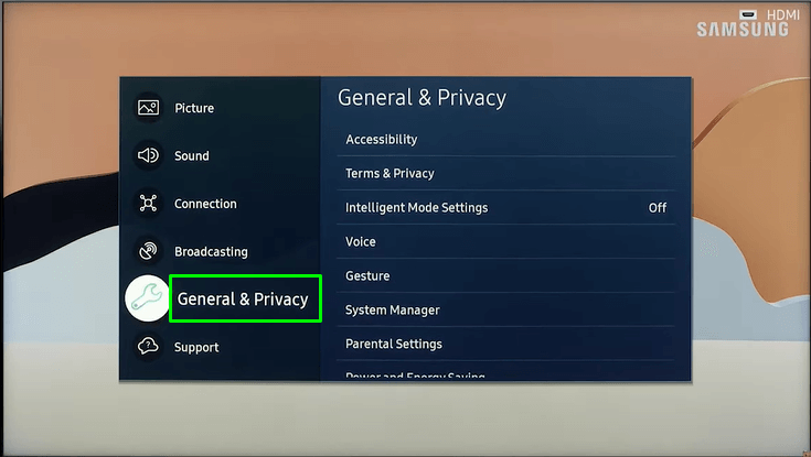 Select General & Privacy option