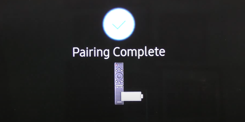 Completion of pairing the TV and remote