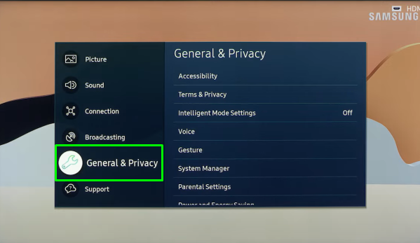 Click General & Privacy section