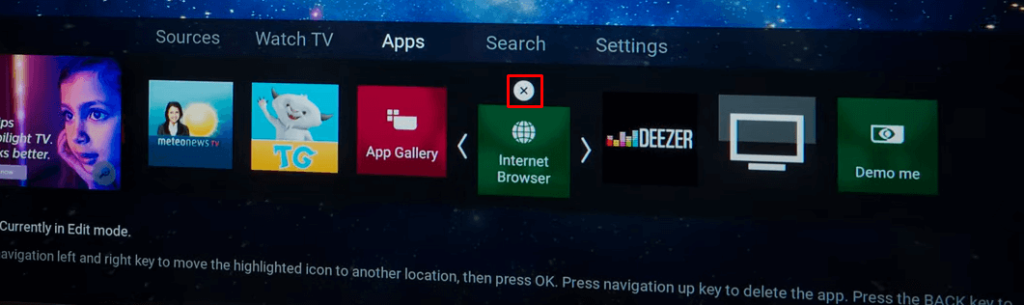 Select the app and uninstall the apps on your Philips Saphi TV