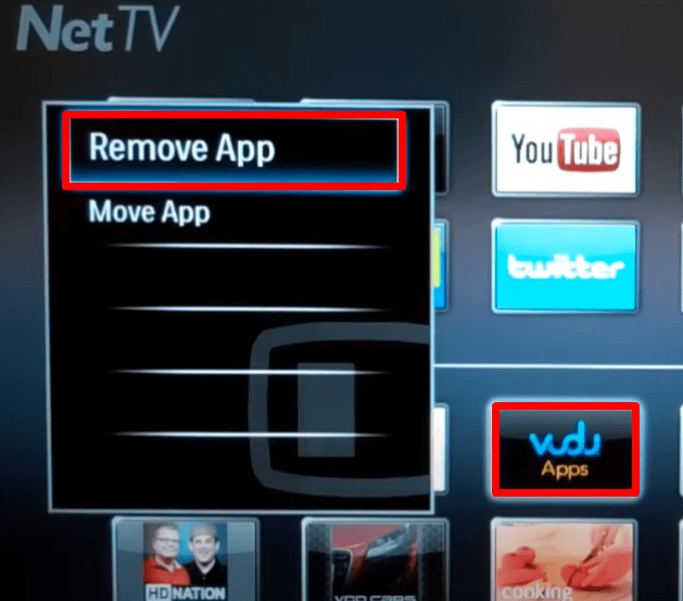 Click on Remove app and uninstall apps on Philips Net TV