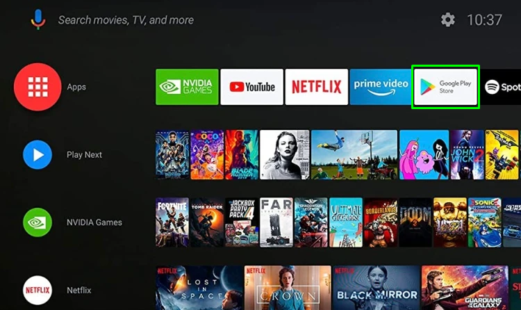 Select the Google Play Store on TCL Android TV