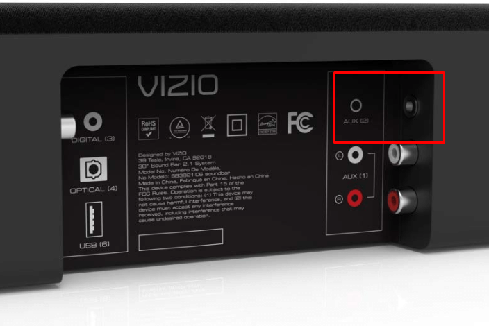 Vizio TV Aux connection port