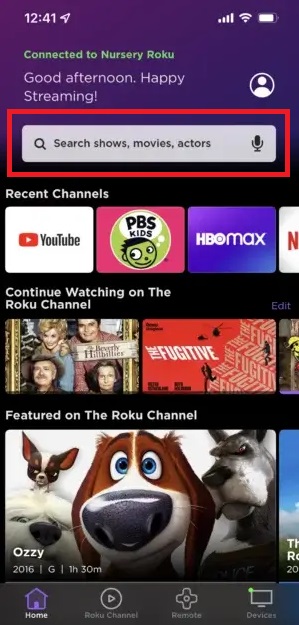Search for Channels on the Search Bar