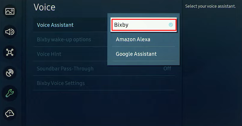 Select Bixby as your voice assistant 