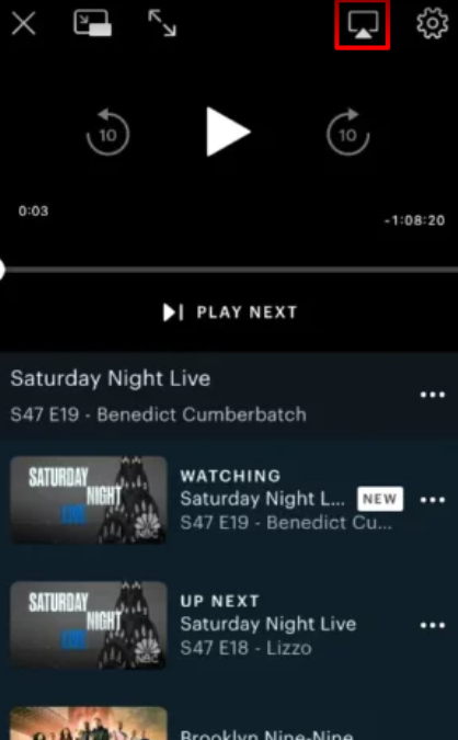 Hit the AirPlay icon to stream Hulu on Samsung TV 
