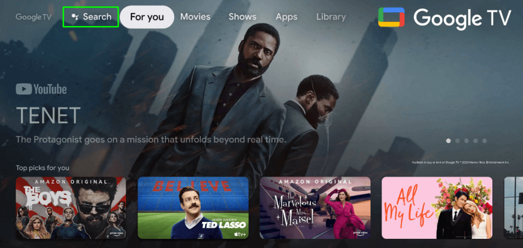 Select search to search for Hulu on TCL tv