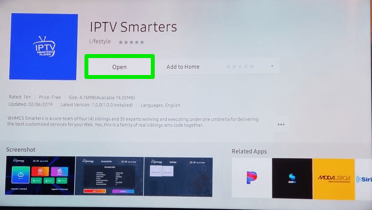 Open IPTV Smarters Pro on Samsung TV