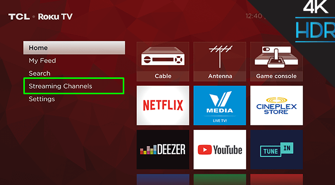 Choose Streaming Channels on TCL Roku TV
