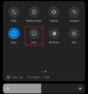 Tap on the Cast icon on Notification Panel