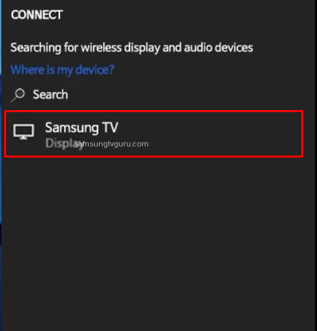 Select Samsung TV to stream Kodi on Samsung TV 