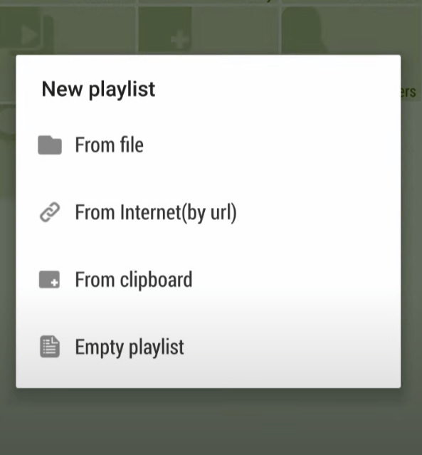 Tap From Internet on the New Playlist Menu
