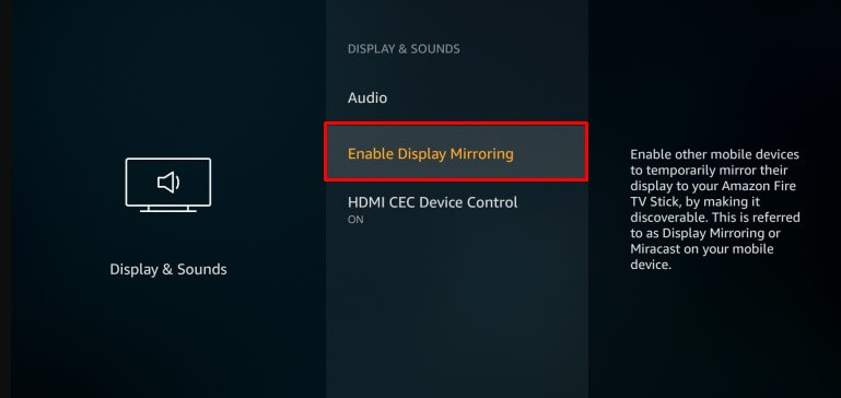 Enable the Display Mirroring Option