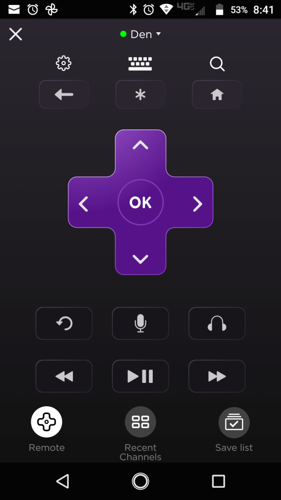 Remote in Roku App