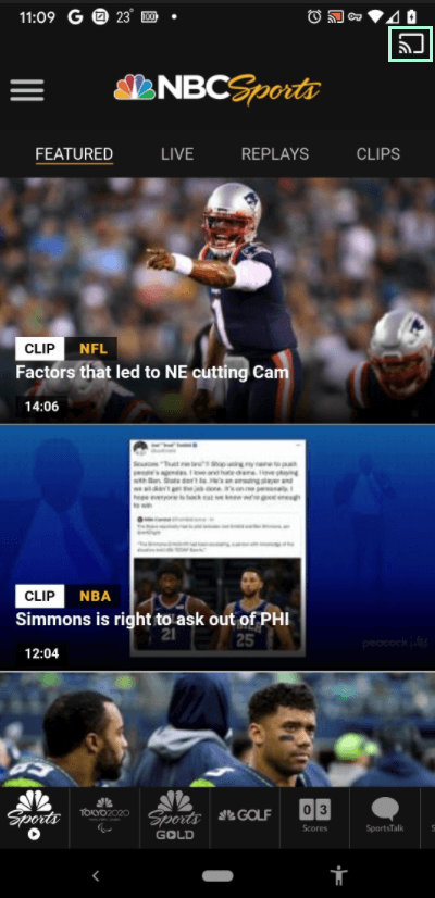 Screen Cast the NBC Sports on LG TV using Android
