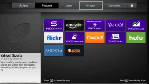 Click on All Apps and search for Netflix on Vizio TV