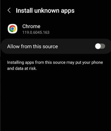 Toggle Allow from this source to install OnStream APK