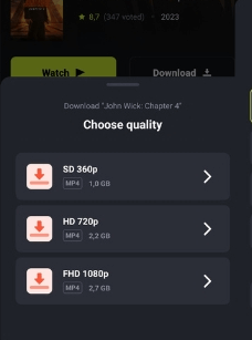 Choose a video quality