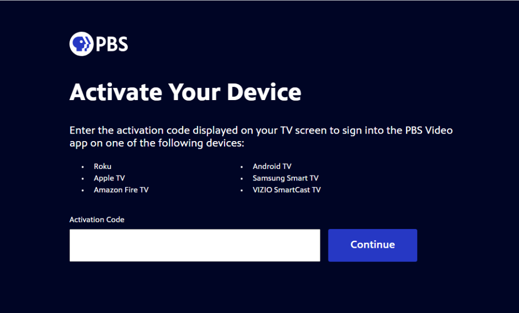 Activate PBS on Apple TV