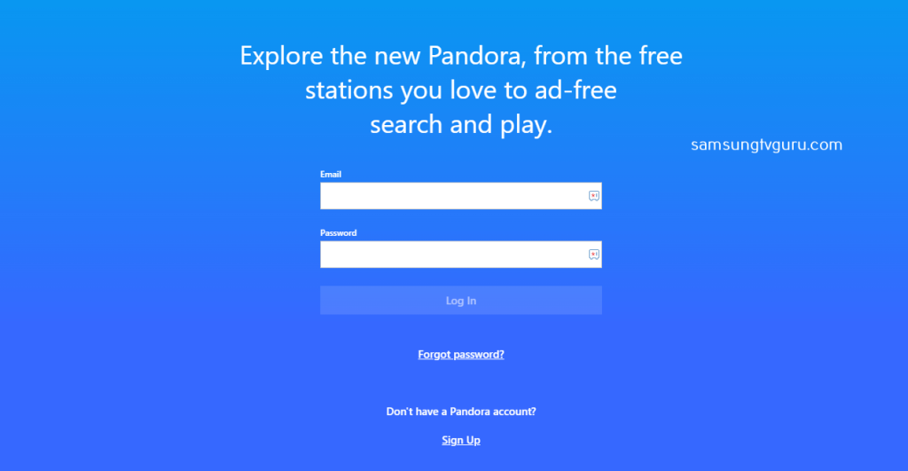 Log In to your Pandora account.