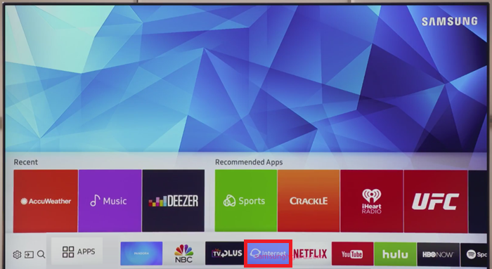 launch the Internet browser app on your TV