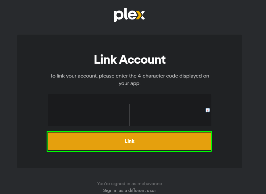 Hit the Link button to activate the Plex app