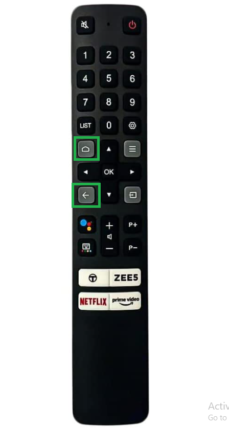 Press Home and Back button on the TV