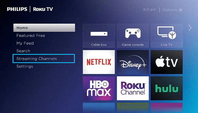 Hit the Streaming Channels option