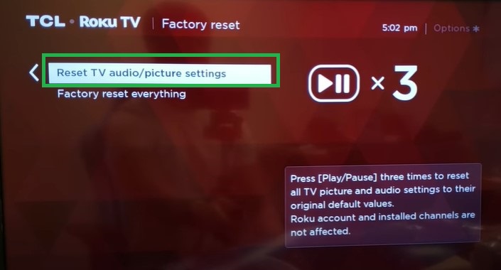 Reset TV audio settings to fix TCL TV no sound