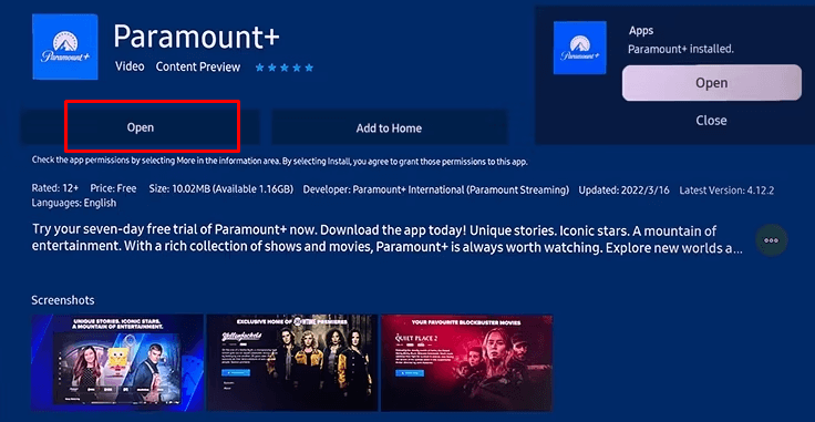 Launch the Paramount App on Samsung TV