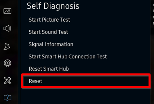 Tap Reset to fix the Wi-Fi not connecting issue on Samsung TV