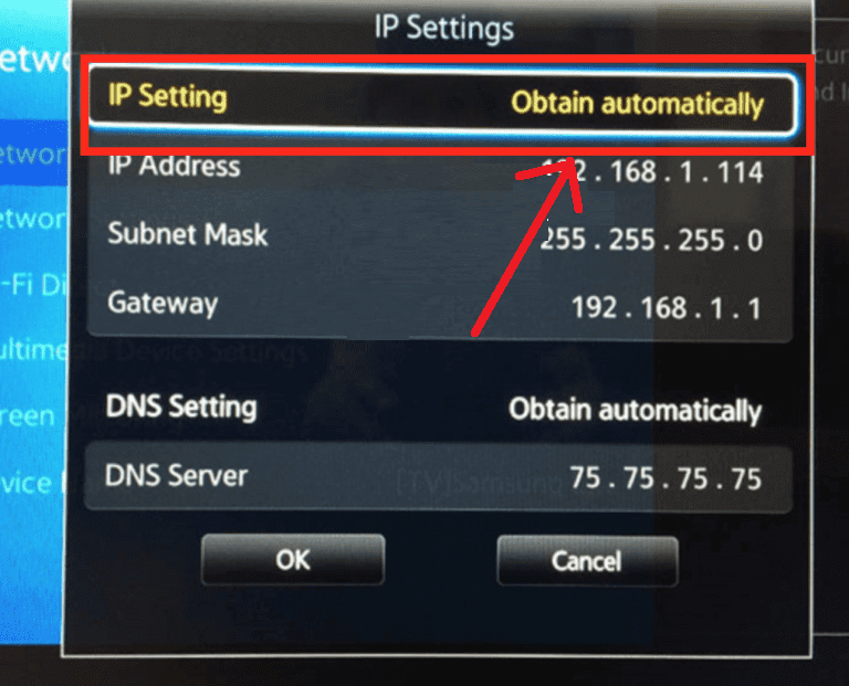 change IP settings to Obtain automatically