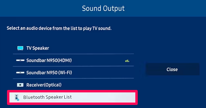 Select the Bluetooth headphones from Bluetooth Speaker List to connect it to Samsung TV