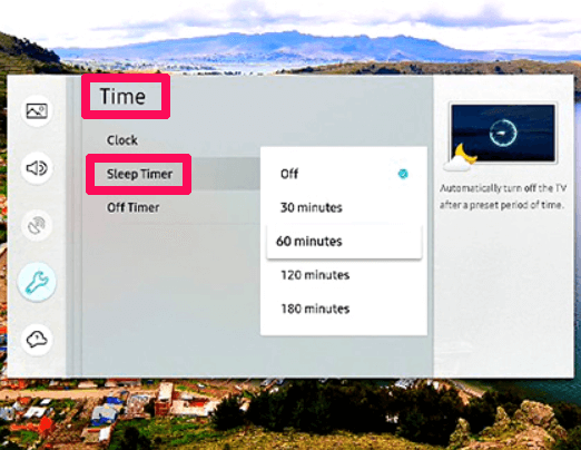 Sleep Timer on Samsung TV- newer Samsung TVs