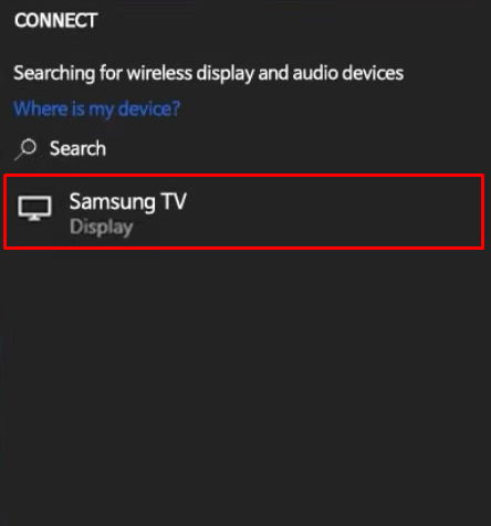 Select your Samsung TV name 