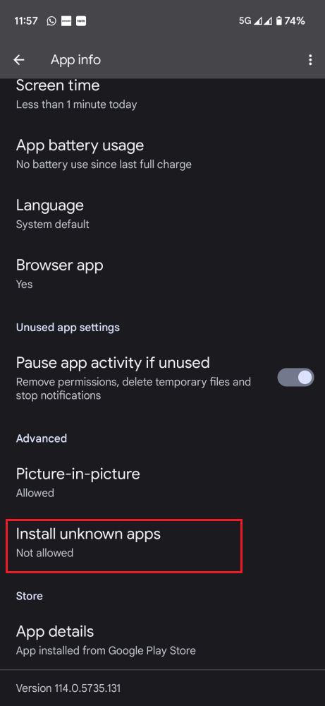 Click Install Unknown Apps
