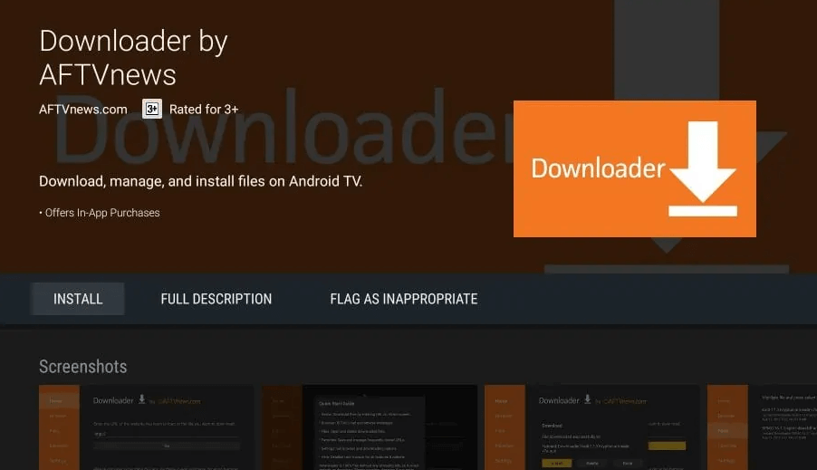 Click install to download Downloader