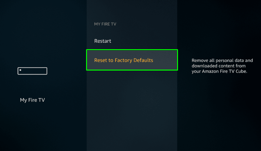 Choose the Reset to Factory Defaults option 