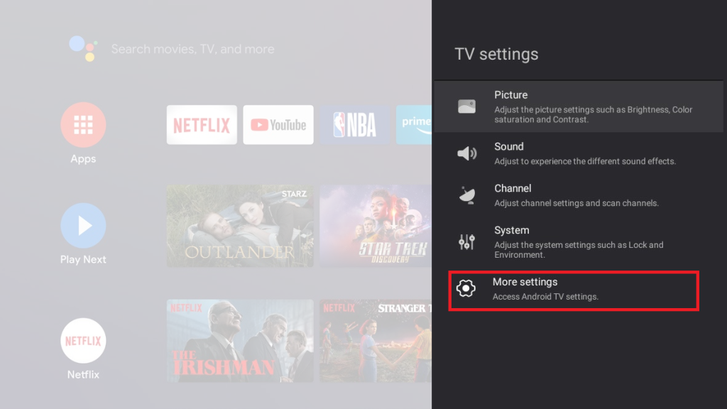 TCL TV Not Turning On - Choose More Settings