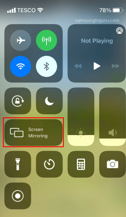 Select the Screen Mirroring option on your iOS device 