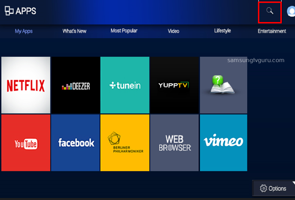 Tap the Search bar on Samsung Smart TV