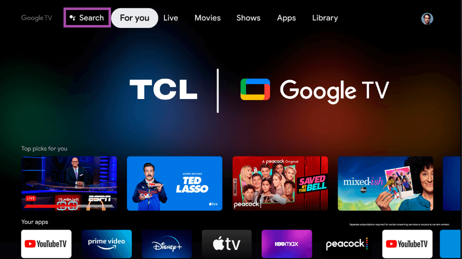 Hit the Search icon to watch UFC on TCL TV