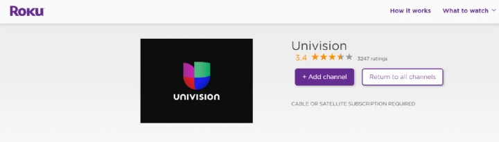 Install Univision using Channel Store website